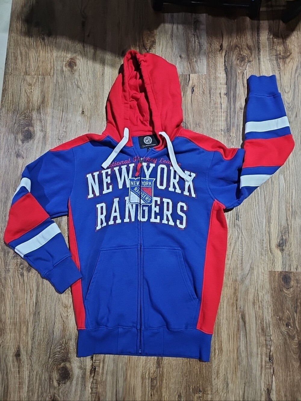 Retro NY Rangers Zip Sweatshirt Hoodie Small Distress NHL GIII Carl Banks